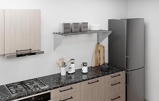 Premium Stainless Steel Tubular Wall Shelf – 60" L x 18" D | NSF Certified | Heavy-Duty Equipment & Appliance Shelf for Restaurant, Kitchen, Garage, Utility Room
