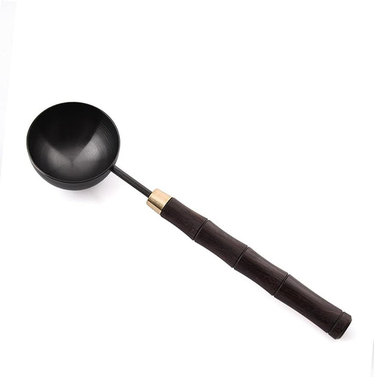 Ebony Wood Handle Coffee Spoon – Exquisite and Portable Stainless Steel Spoon with Long-Handled for Coffee (Gunmetal, 10g Capacity)