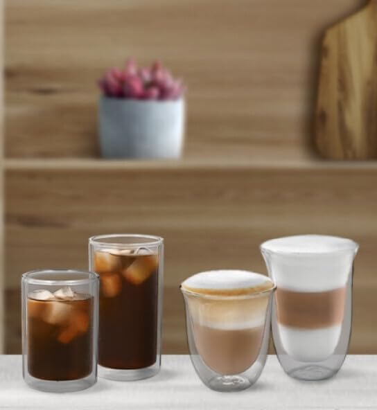 De'Longhi Double Wall Cold Brew Glass Small, (7.4fl oz/220ml) Set of 2