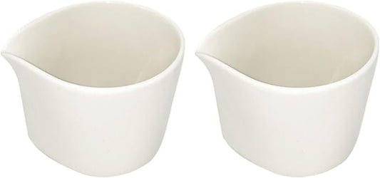 Ceramic Mini Creamer Pitcher Set for Tea, Coffee, Milk, Porcelain White Sauce Dispensers, 4 oz Pouring Jugs, 2 Pieces (2)