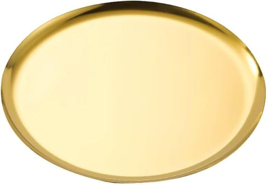 Serving Trays 11in Stainless Steel Decorative Tray Round Gold Tray for Kitchen Wedding Party Coffee Table