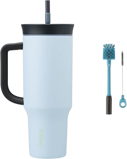 Owala 40oz Stainless Steel Triple Layer Insulated Travel Tumbler with Spill Resistant Lid & 2-in-1 Water Bottle Brush Cleaner