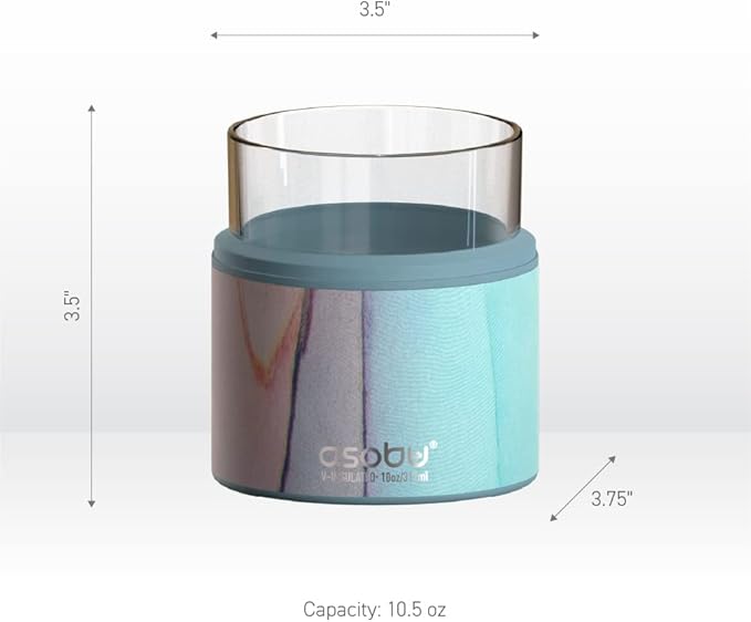 asobu Whiskey Glass with Insulated Stainless Steel Sleeve, 10.5 ounces (Aqua Pink)