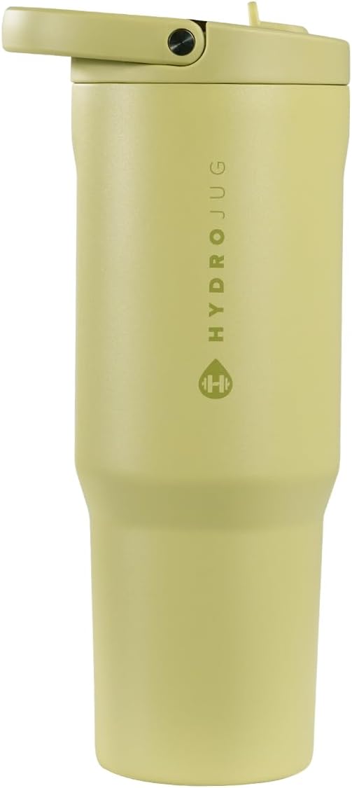 HydroJug Sport - Stainless Steel Tumbler with Straw, Vacuum Insulated, 32oz Leakproof Water Bottle, Ergonomic Design, Reusable, Dishwasher Safe, Rubber Base, Durable for Gym or Outdoors, Olive