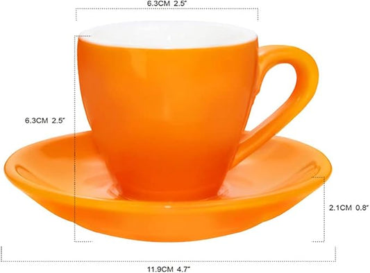 ionEgg Porcelain Espresso Cup with Saucer, Espresso shot Cup, 80ml/2.7Oz, Orange