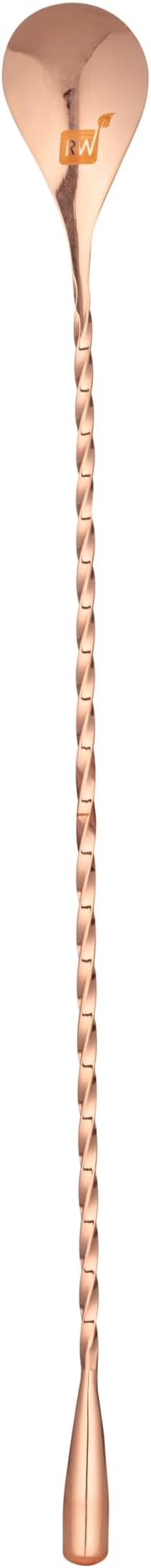 Restaurantware Bar Lux 12 Inch Bar Spoon 1 Corkscrew Handle Cocktail Stirrer Spoon - Long Commercial Copper-Plated Stainless Steel Cocktail Mixing Spoon For Stirring And Mixing