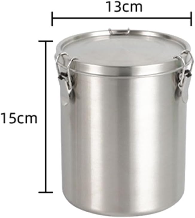 Stainless Steel Airtight Canister, Food Storage Canisters With Airtight Lid Locking Clamp, Stainless Steel Vacuum Sealed Grain Barrels For Coffee Bean Storage(1600ml)