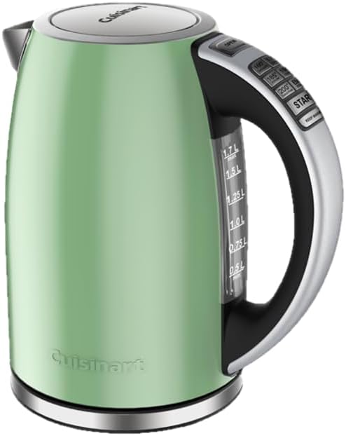 Cuisinart PerfecTemp 1.7-Liter Electric Kettle, Cordless Electric Tea Kettle, 1500W for Fast Heat-Up, 6 Preset Temperatures, 30-Minute Keep Warm, Stay Cool Nonslip Handle, Pistachio Stainless