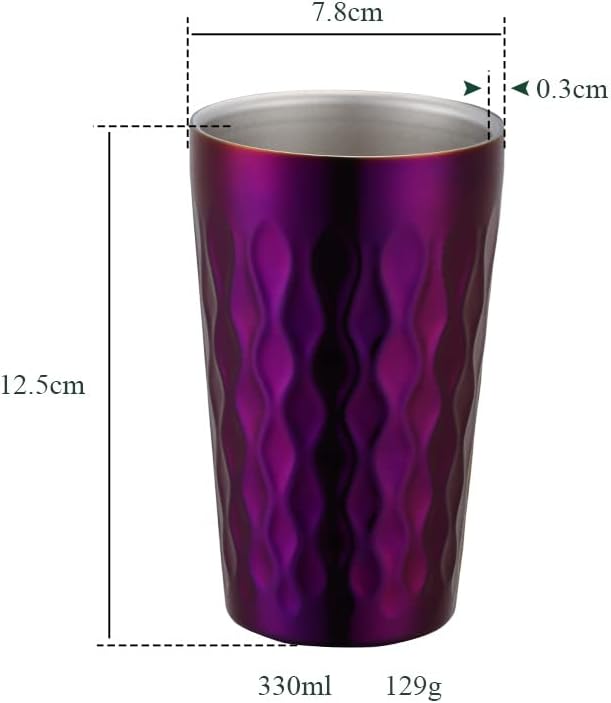 10oz Stainless Steel Cup Set, 2Pcs Double Wall Metal Cup，Vacuum Stackable Insulated Portable Drinking Tumblers Unbreakable Glasses，for Home Outdoor Restaurant (Purple)
