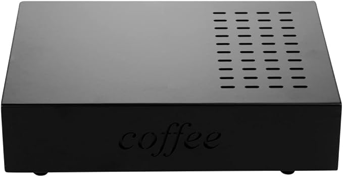 Restaurantware Restpresso 13.5 x 9.75 x 3.75 Inch Espresso Knock Box 1 Vented Coffee Knock Box - Detachable Drawer Silicone Knock Bar Black Stainless Steel Coffee Grounds Knock Box Durable