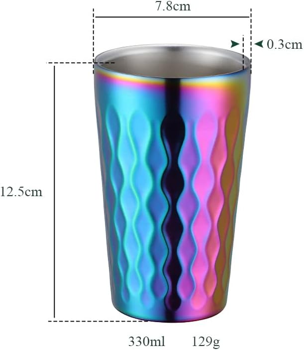 10oz Stainless Steel Cup Set, 6Pcs Double Wall Metal Cup，Vacuum Stackable Insulated Portable Drinking Tumblers Unbreakable Glasses，for Home Outdoor Restaurant (Rainbow Color)