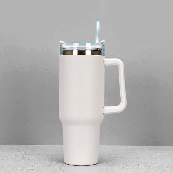 The FaarSky 40 oz Insulated Travel tumbler with lid and straw, 12 Hours Hot & Cold, Vacuum Insulated Stainless Steel, Leak-Proof Lid, (White)