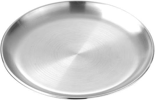 Serving Trays 11.8in Stainless Steel Decorative Tray Round Dessert Trays for Kitchen Wedding Party Coffee Table Silver