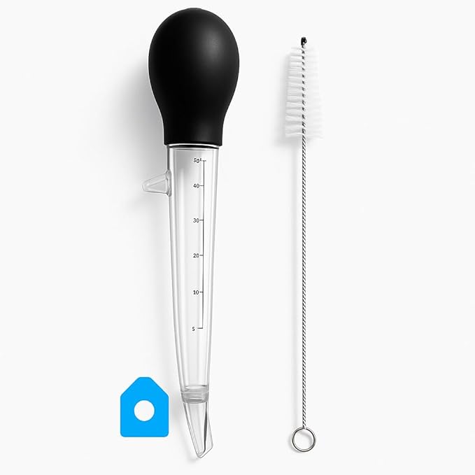 Ergonomic Turkey Baster with Angled Tip and Cleaning Brush 719812041193