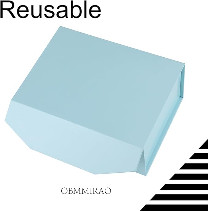 Upgrade 1PCS Blue Gift Box 9.5x7x4 Inches, Sturdy Gift Box with Lid for Gift Packaging, Foldable Magnetic Closure Storage Boxes, Bridesmaid Proposal Box, Rectangle Collapsible Box