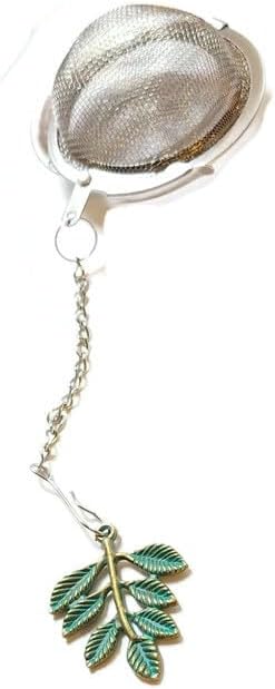Mixed Green Leaf Tea Infusers with Leaf Charms Assorted - 4 pcs