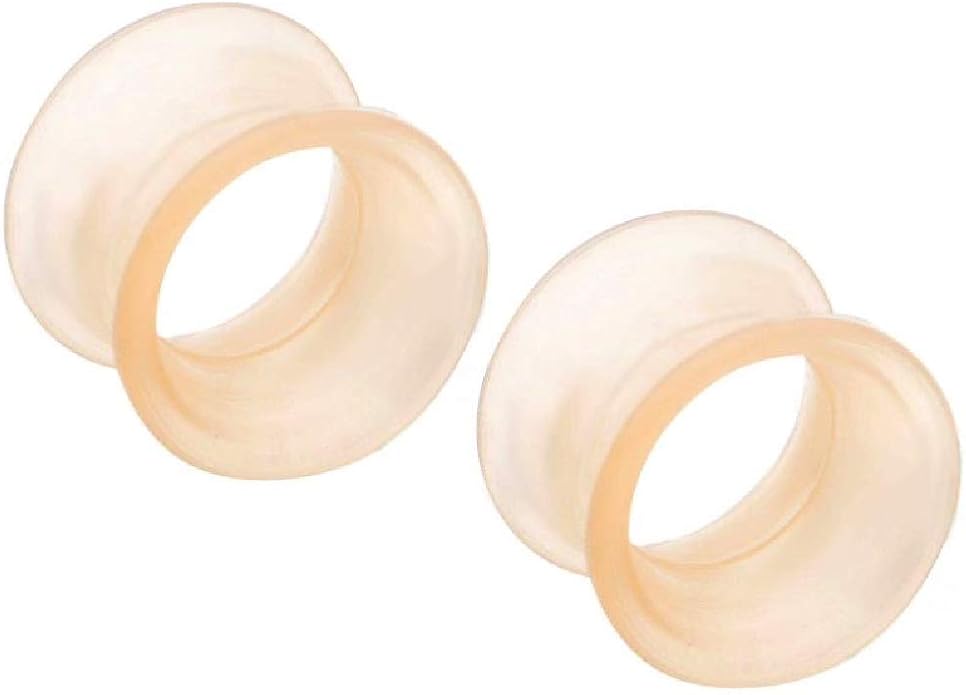 Pierced Owl - Pale Peach Flesh Tone Thick Wall Double Flared Silicone Ear Tunnel Plugs Gauges, Sold As Pair