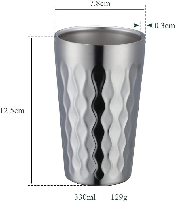 10oz Stainless Steel Cup Set, 6Pcs Double Wall Metal Cup，Vacuum Stackable Insulated Portable Drinking Tumblers Unbreakable Glasses，for Home Outdoor Restaurant (Silver)