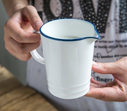 CHOOLD Blue and White Navy Style Ceramic Creamer with Handle, Coffee Milk Creamer Pitcher for Kitchen