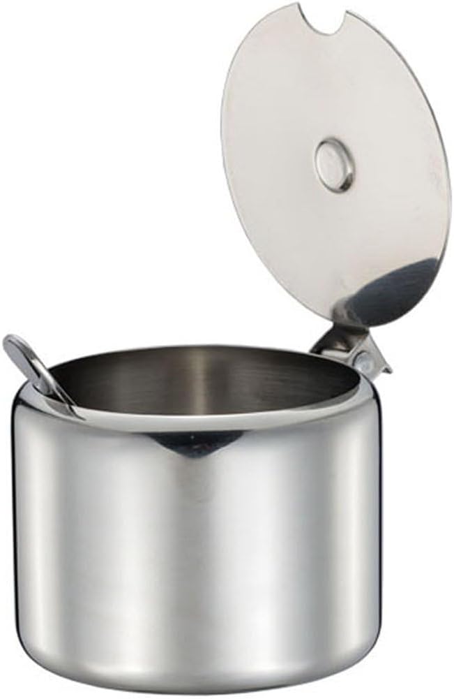 Stainless Steel Sugar Jar with Spoon Portable Seasoning Jar Kitchen Condiment Container for Tea Coffee Sugar