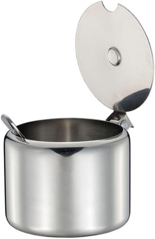 Stainless Steel Sugar Jar with Spoon Portable Seasoning Jar Kitchen Condiment Container for Tea Coffee Sugar