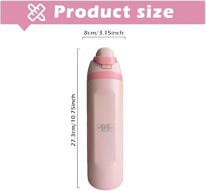 DUTHINGS Insulated Stainless Steel Water Bottle with Straw, 24 oz, Reusable Sports and Travel Bottle for School, Kids, and Outdoors - Leakproof and BPA-Free (PINK)
