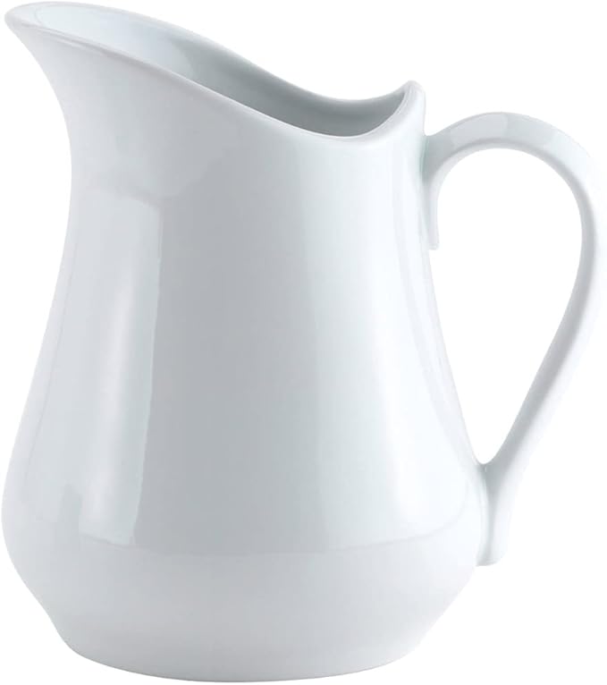 HIC Kitchen Creamer Pitcher With Handle, Fine Porcelain, 8-Ounce Capacity, For Coffee, Tea, Dressings, Sauces