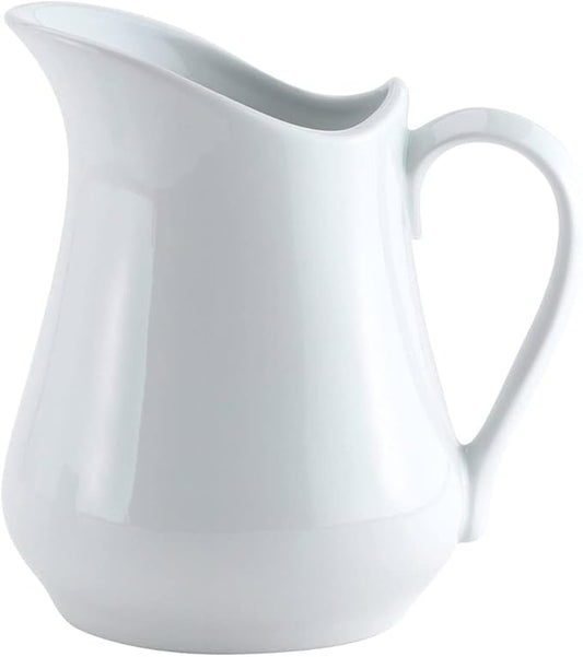 HIC Kitchen Creamer Pitcher With Handle, Fine Porcelain, 8-Ounce Capacity, For Coffee, Tea, Dressings, Sauces