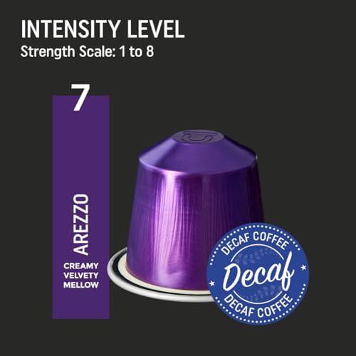 Decaf 'Arezzo': The Dark Roast with the Familiar Flavor You Love | Compatible with Nespresso | 100 Capsules | Decaffeinated