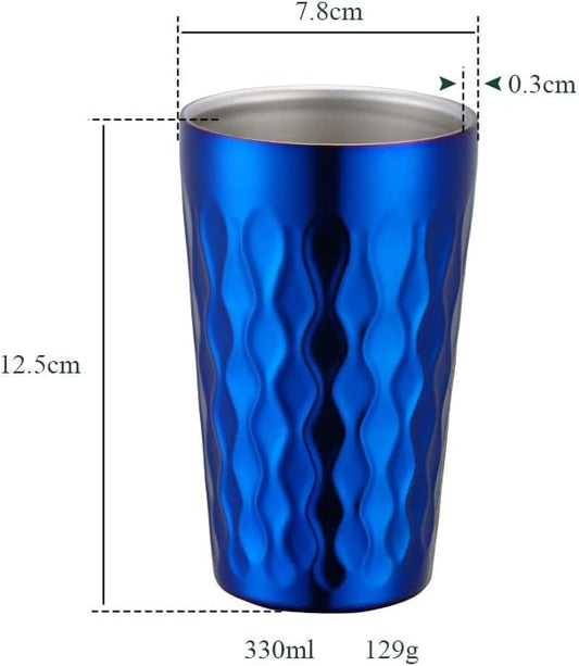 10oz Stainless Steel Cup Set, 2Pcs Double Wall Metal Cup，Vacuum Stackable Insulated Portable Drinking Tumblers Unbreakable Glasses，for Home Outdoor Restaurant(Blue)