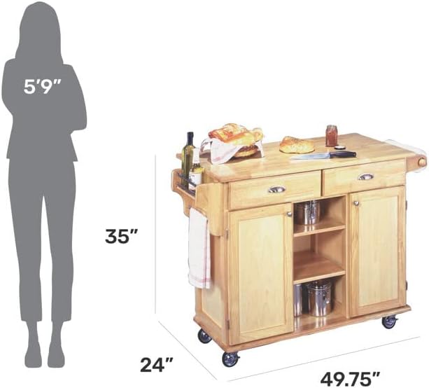 Homestyles General Line Natural Wood Mobile Kitchen Cart