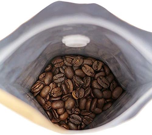16oz Coffee Bags 100 Pieces - High Barrier Natural Kraft Paper Stand up Ziplock Pouches Bags with Valve & Zipper (100 Pcs, 16 Ounce/454-500 Gram/1 lb)