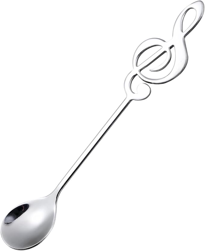 Modern Stainless Steel Music Note Treble Clef Spoon Coffee Stirrer and Ice Cream Spoon for Tea, Holidays, Gifts