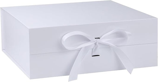 OEMVALATY White Gift Box,16x16x6 Inches Gift Boxes with Lids for Presents with Magnetic Closure and Ribbon for Wedding,Storage,Birthday