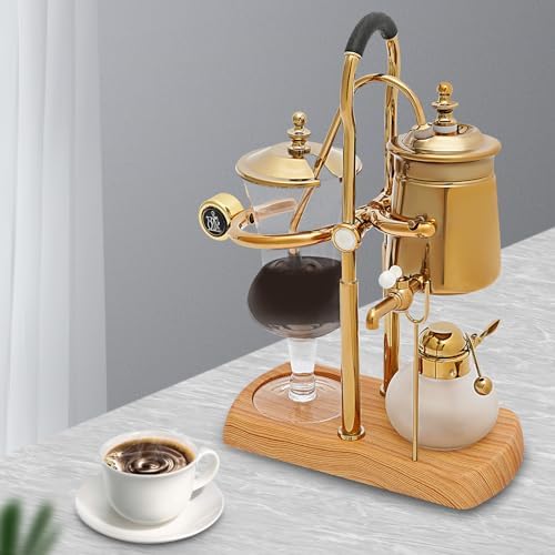 Belgian Luxury Vintage Siphon Coffee Maker - Elegant Retro Design, Royal Family Inspired, Vacuum Brewing System, Copper Balance Brewer for Premium Coffee Experience