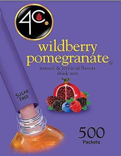 4C Powder Drink Stix, Wildberry Pomegranate 500 Count, Bulk Buy, Singles Stix, On the Go, Refreshing Water Flavorings, Value Pack