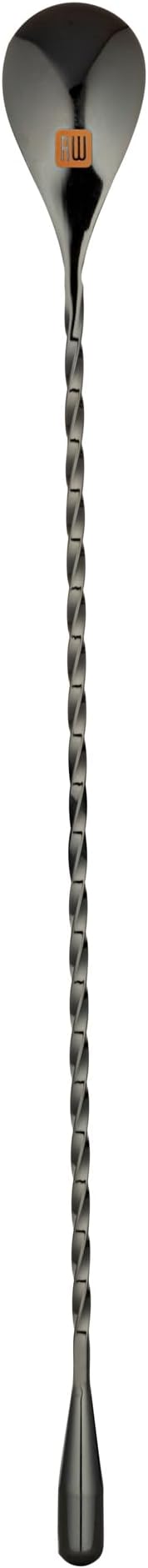 Restaurantware Bar Lux 12 Inch Bar Spoon 1 Corkscrew Handle Cocktail Stirrer Spoon - Long Commercial Black Plated Stainless Steel Cocktail Mixing Spoon For Stirring And Mixing