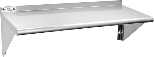 Hally Stainless Steel Shelf 14 x 48 Inches, 350 lb, Commercial Wall Mount Floating Shelving for Restaurant, Kitchen, Home and Hotel