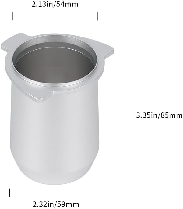watchget 54mm Dosing Cup Espresso Coffee Dosing Cup Fits 54mm Breville Portafilters Aluminum Espresso Coffee Accessory Matte Silver