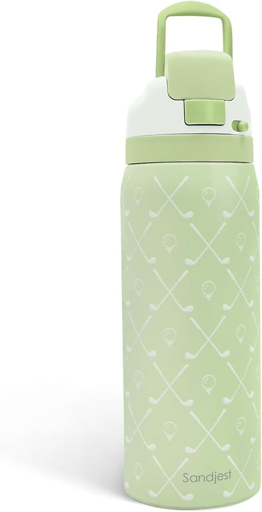 Golf Insulated Stainless Steel Water Bottle with Straw for Sports and Travel, 32oz, Gifts for Golf Lover Women Girls Friends Teens Birthday Christmas
