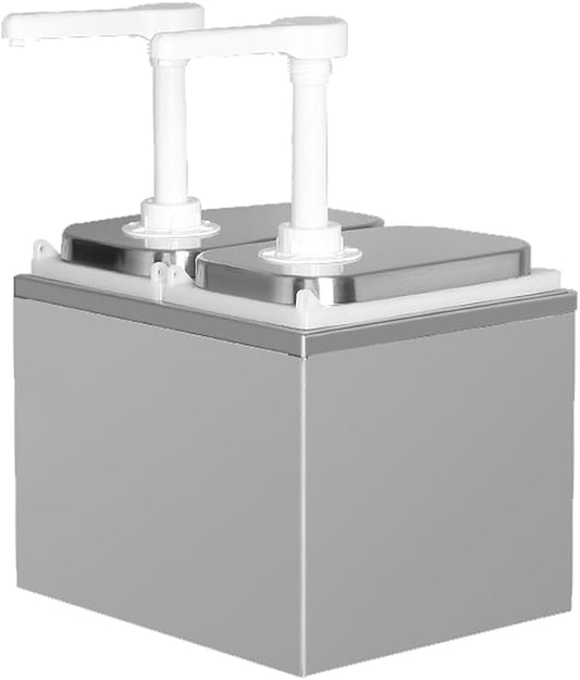 VITASUNHOW Condiment Pump Station, Sauce Dispenser Pump Seasoning Condiment Squeeze Pump Container with Base Removable Tanks,for Casual Fast Food, Western Restaurant (P2002)