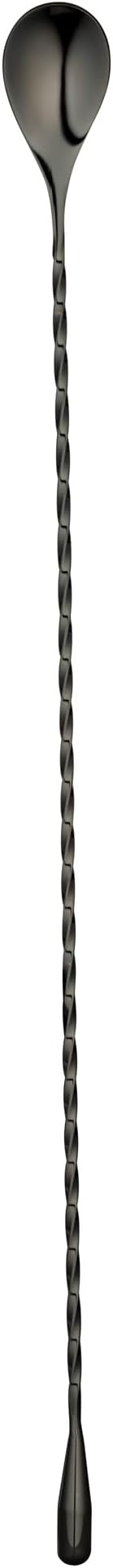 Restaurantware Bar Lux 16 Inch Bar Spoon 1 Corkscrew Handle Cocktail Stirrer Spoon - Long Commercial Black Plated Stainless Steel Cocktail Mixing Spoon For Stirring And Mixing