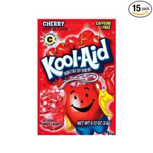 Kool-Aid Soft Drink Mix - Cherry Unsweetened, Caffeine Free, 0.13 oz/envelope (Pack of 15)