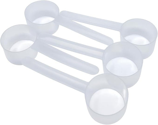 Supplement and Supply 50 mL (50 CC | 1.69 Oz.) Long Handle Scoop for Coffee, Protein Powder, Pet Food, Spices, Grains, Dry Goods – Food-Grade BPA-Free Plastic Measuring Spoon (Pack of 5)