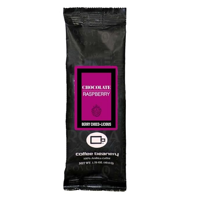 Coffee Beanery Chocolate Raspberry Flavored Coffee, 1-1.75oz Try Me Size Coffee Sampler, Light-Medium Roast