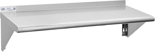 Hally Stainless Steel Shelf 12 x 36 Inches 250 lb, NSF Commercial Wall Mount Floating Shelving for Restaurant, Kitchen, Home and Hotel