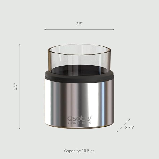 asobu Whiskey Sleeve Glass – Insulated Bourbon Tumbler with Premium Rocks Glass, BPA-Free, Double-Wall Stainless Steel, Keeps Drinks Cold Longer, 10.5oz