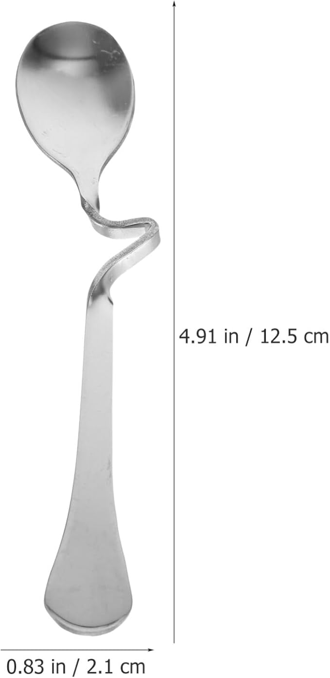 6pcs Stainless Steel Espresso Spoon with Curved Handle Honey Milk Coffee Mixing Spoons Dessert Spoons for Specialty Ice Cream Appetizer S Scooper