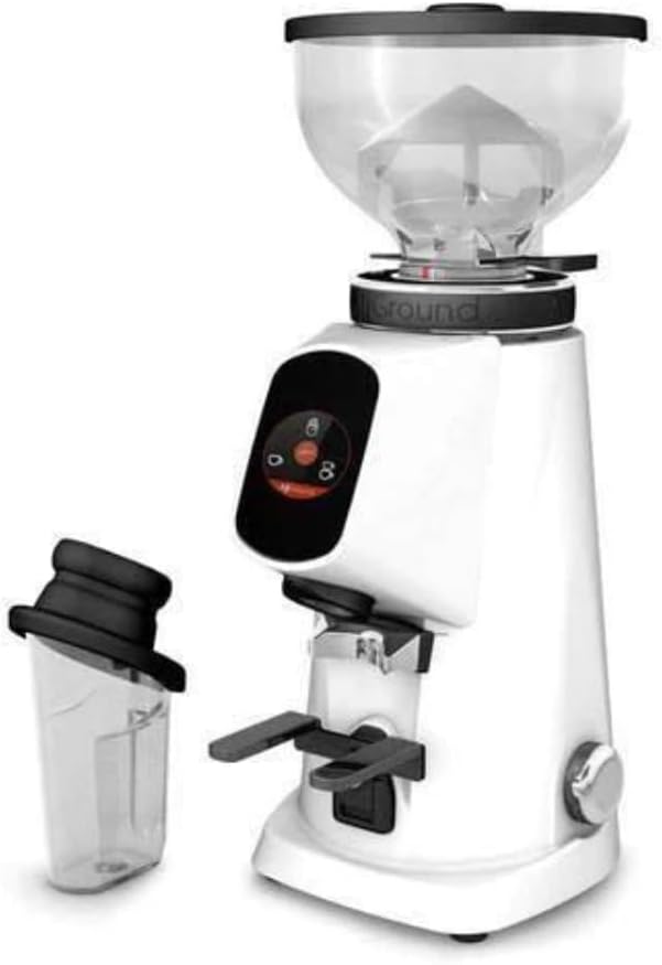 Fiorenzato All Ground Burr Grinder/Coffee Grinder for Home/Burr Coffee Ginder/Electric Coffee Ginder/Coffee Bean Grinder - 64mm flat burrs with Container - Made in Italy, Standard, White