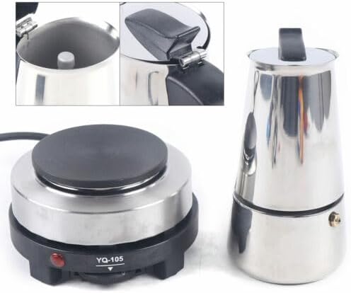 Espresso Coffer Maker Stainless Steel Moka Coffee Pot With Electric Stove Stovetop Expresso Percolator Easy To Clean Italian Cooker Induction Portable Cafeteria Classic Cafe Silver (4 cup)